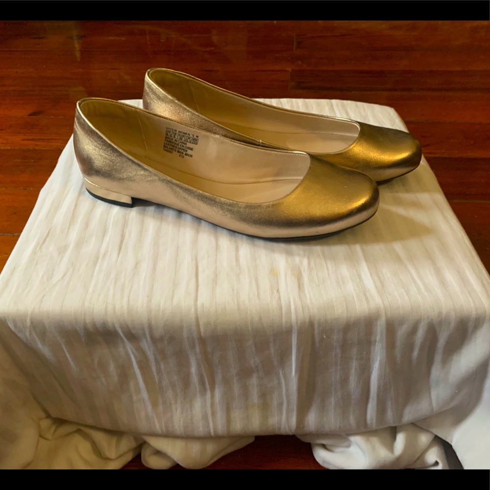 Gold Rockport Ballet Flats